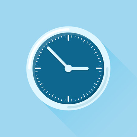 Clock icon in flat style. Round watch vector illustration on isolated background. Timer sign business concept.のイラスト素材