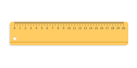 Yellow plastic ruler icon in flat style. Measuring tool vector illustration on isolated background. Stationery sign business concept.のイラスト素材