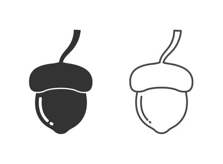 Acorn icon in flat style. Oak nut vector illustration on isolated background. Nature sign business concept.のイラスト素材