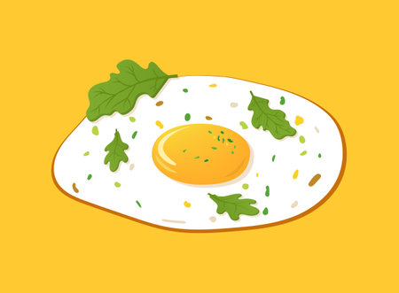 Fried egg icon in flat style. Omelet vector illustration on isolated background. Healthy food sign business concept.のイラスト素材