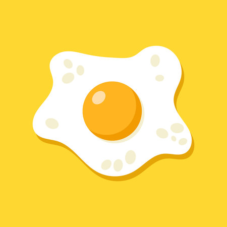 Fried egg icon in flat style. Omelet vector illustration on isolated background. Healthy food sign business concept.のイラスト素材