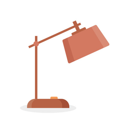 Desk lamp icon in flat style. Spotlight vector illustration on isolated background. Light bulb sign business concept.のイラスト素材
