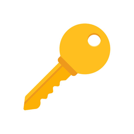 Key icon in flat style. Security vector illustration on isolated background. Door protection sign business concept.のイラスト素材