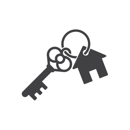 Key icon in flat style. Security vector illustration on isolated background. Door protection sign business concept.のイラスト素材