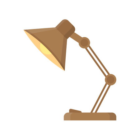 Desk lamp icon in flat style. Spotlight vector illustration on isolated background. Light bulb sign business concept.のイラスト素材