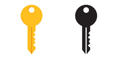 Key icon in flat style. Security vector illustration on isolated background. Door protection sign business concept.のイラスト素材