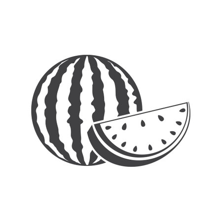 Watermelon icon in flat style. Fresh sweet and healthy fruit vector illustration on isolated background. Summer food sign business concept.のイラスト素材