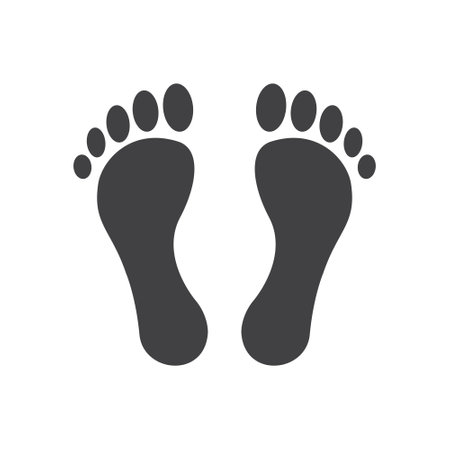 Footprint icon in flat style. Footpath step vector illustration on isolated background. Foot print sign business concept.のイラスト素材