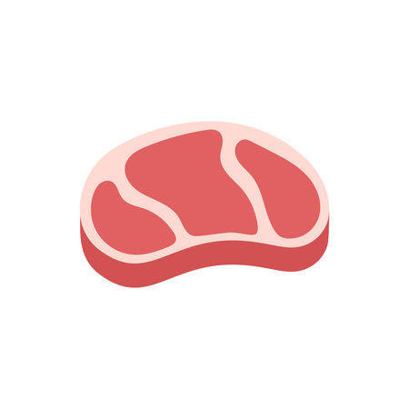 Raw meat icon in flat style. Lamb or beef vector illustration on isolated background. Fried protein meal sign business concept.のイラスト素材