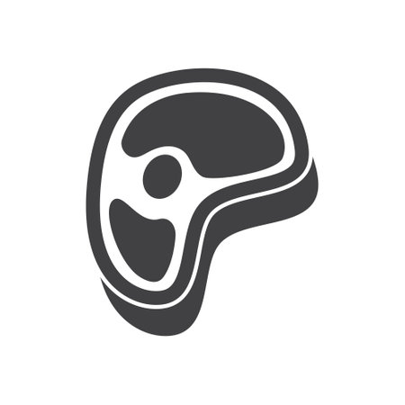 Raw meat icon in flat style. Lamb or beef vector illustration on isolated background. Fried protein meal sign business concept.のイラスト素材