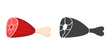 Raw meat icon in flat style. Lamb or beef vector illustration on isolated background. Fried protein meal sign business concept.のイラスト素材