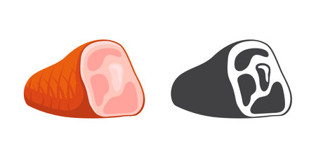 Raw meat icon in flat style. Lamb or beef vector illustration on isolated background. Fried protein meal sign business concept.のイラスト素材