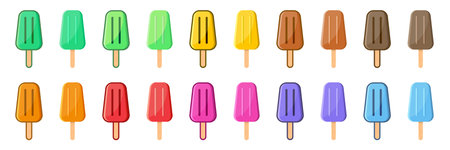 Ice cream icon set collection in flat style. Tasty dessert vector illustration on isolated background. Sweet eating sign business concept.のイラスト素材