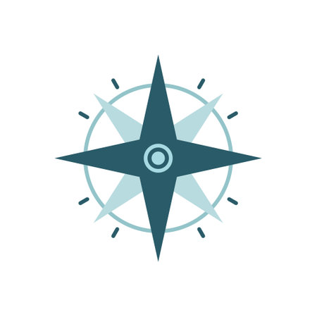 Compass icon in flat style. Navigation equipment vector illustration on isolated background. Geographical position sign business concept.のイラスト素材
