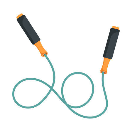 Jumping rope icon in flat style. Gymnastic equipment vector illustration on isolated background. Training instrument sign business concept.のイラスト素材