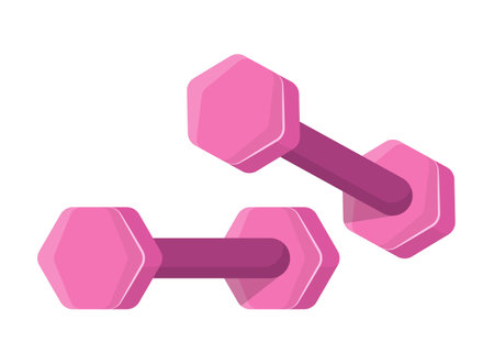 Dumbbell icon in flat style. Workout gym tool vector illustration on isolated background. Barbell fitness equipment sign business concept.のイラスト素材
