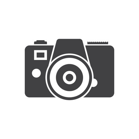 Photo camera icon in flat style. Photography equipment vector illustration on isolated background....