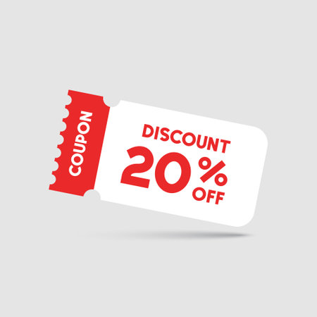 Gift voucher icon in flat style. 20% discount vector illustration on isolated background. Promotion coupon sign business concept.のイラスト素材