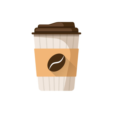 To-go coffee or tea cup icon in flat style. Hot drink vector illustration on isolated background. Mug sign business concept.のイラスト素材