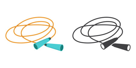 Jumping rope icon in flat style. Gymnastic equipment vector illustration on isolated background. Training instrument sign business concept.のイラスト素材