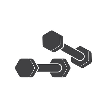 Dumbbell icon in flat style. Workout gym tool vector illustration on isolated background. Barbell fitness equipment sign business concept.のイラスト素材