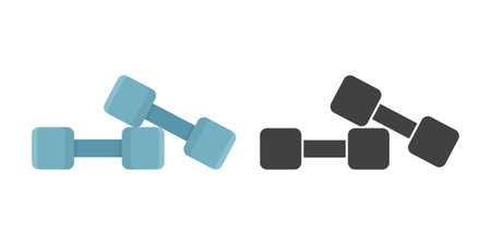 Dumbbell icon in flat style. Workout gym tool vector illustration on isolated background. Barbell fitness equipment sign business concept.のイラスト素材