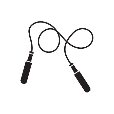 Jumping rope icon in flat style. Gymnastic equipment vector illustration on isolated background. Training instrument sign business concept.のイラスト素材