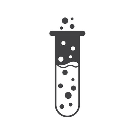 Science lab bottle icon in flat style. Laboratory glassware equipment vector illustration on isolated background. Test tube sign business concept.のイラスト素材