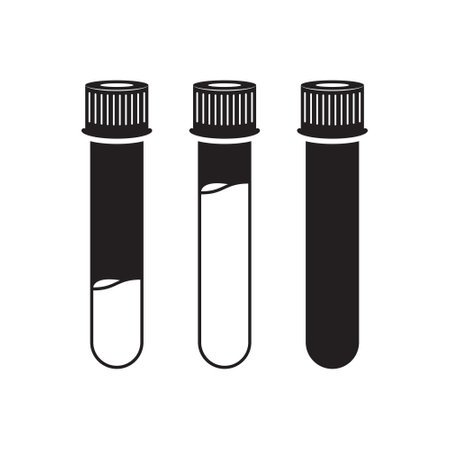 Science lab bottle icon in flat style. Laboratory glassware equipment vector illustration on isolated background. Test tube sign business concept.のイラスト素材