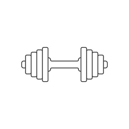 Dumbbell icon in flat style. Workout gym tool vector illustration on isolated background. Barbell fitness equipment sign business concept.のイラスト素材