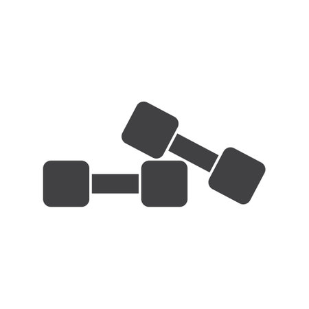 Dumbbell icon in flat style. Workout gym tool vector illustration on isolated background. Barbell fitness equipment sign business concept.のイラスト素材