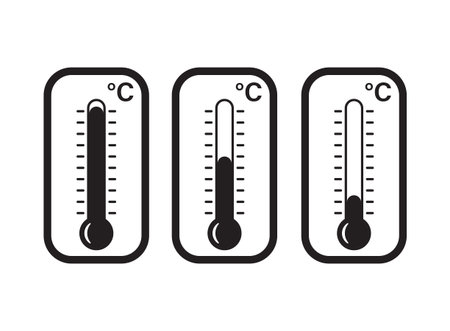 Thermometer icon set in flat style. Climate control vector illustration on isolated background....
