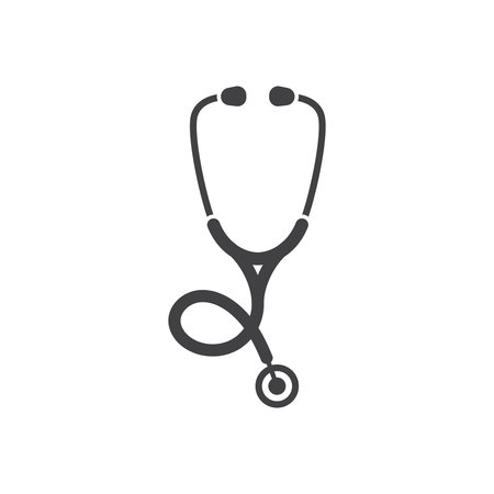 Medical stethoscope icon in flat style. Doctor instrument vector illustration on isolated background. Medicine and healthcare sign business concept.のイラスト素材