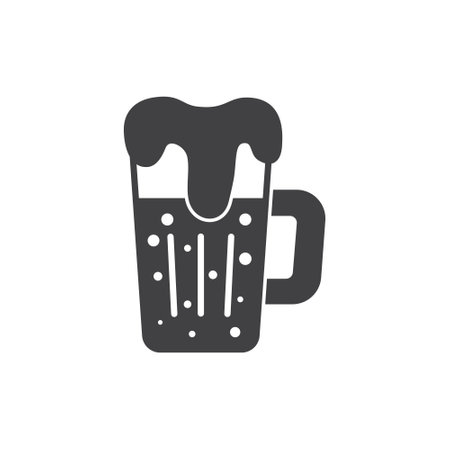 Cold beer icon in flat style. Alcohol drink vector illustration on isolated background. Alcohol glass sign business concept.のイラスト素材