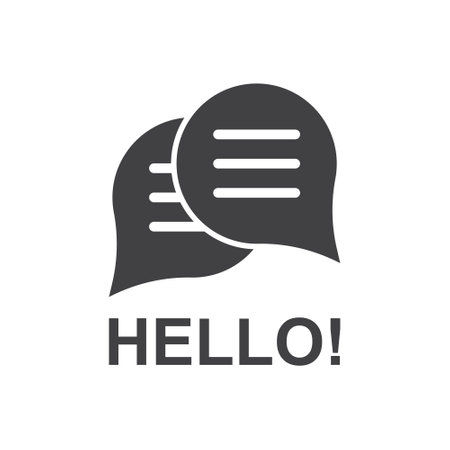 Hello dialogue balloon icon in flat style. Speech bubble vector illustration on isolated background. Comment sign business concept.のイラスト素材