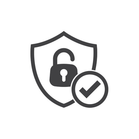 Secure icon in flat style. Privacy guarantee vector illustration on isolated background. Safety risk sign business concept.のイラスト素材