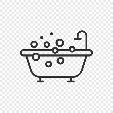 Bath icon in flat style. Bathroom vector illustration on isolated background. Bathtub sign business concept.のイラスト素材