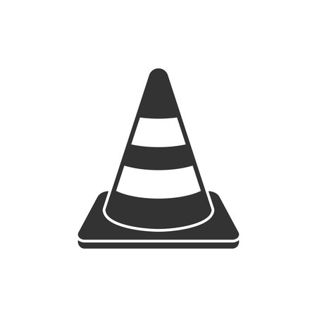 Traffic cone icon in flat style. Safety obstacle vector illustration on isolated background. Construction barrier sign business concept.のイラスト素材
