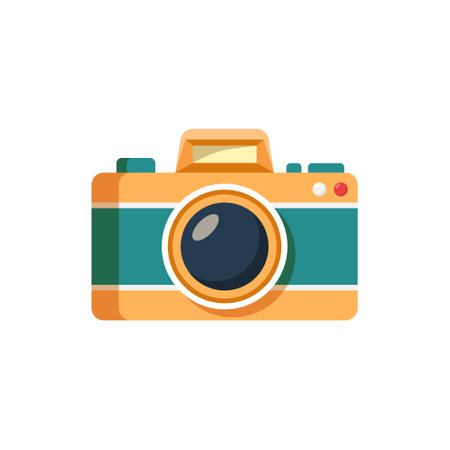 Camera icon in flat style. Photography equipment vector illustration on isolated background. Photo sign business concept.のイラスト素材