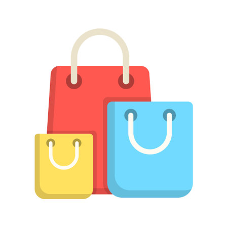 Shopping bag packing icon in flat style. Package vector illustration on isolated background. Purchase sign business concept.のイラスト素材