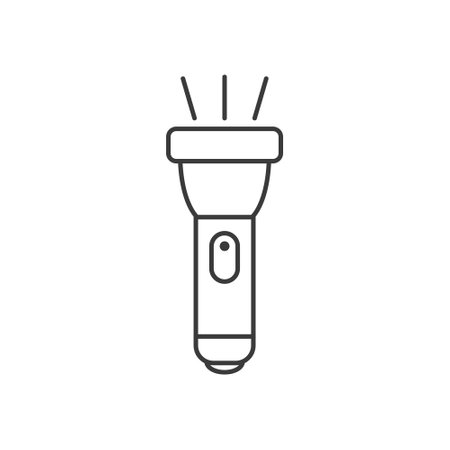 Flashlight icon in flat style. Electric lamp vector illustration on isolated background. Pocket lantern sign business concept.のイラスト素材