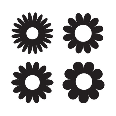 Daisy chamomile icons set in flat style. Flower vector illustration on isolated background. Floral sign business concept.のイラスト素材
