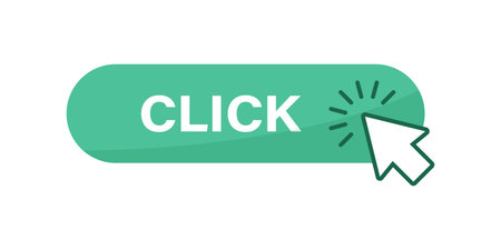 Click here banner icon in flat style. Ecommerce vector illustration on isolated background. Shopping button sign business concept.のイラスト素材