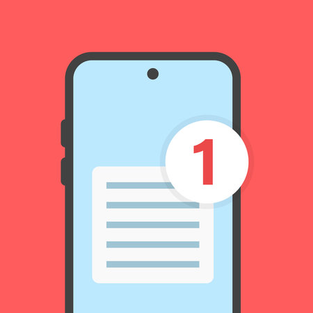 Phone notifications icon in flat style. Smartphone with new notice vector illustration on isolated background. Reminder message sign business concept.のイラスト素材