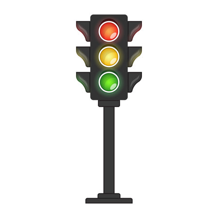Traffic light icon in flat style. Stoplight vector illustration on isolated background. Semaphore sign business concept.のイラスト素材