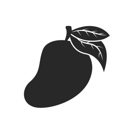 Fresh mango fruit icon in flat style. Tropical plant vector illustration on isolated background. Healthy food sign business concept.のイラスト素材