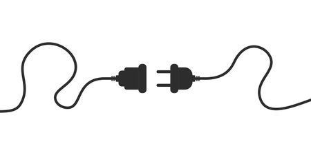 Electric socket icon in flat style. Connection and disconnection vector illustration on isolated...