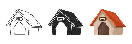 Dog house icon set collection in flat style. Pet home vector illustration on isolated background. Animal shelter sign business concept.のイラスト素材