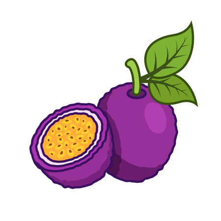 Passion fruit icon in flat style. Passionfruit vector illustration on isolated background. Nature snack sign business concept.のイラスト素材