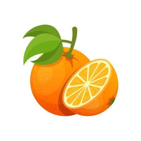 Orange fruit icon in flat style. Clementine vector illustration on isolated background. Nature snack sign business concept.のイラスト素材